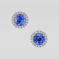 <span>2.07</span>&nbsp;<span class="tooltip-light">Ct.Tw.<span class="tooltiptext">Total Carat Weight</span></span> Blue Sapphire Earrings, 14K White Gold 1