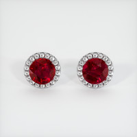 <span>0.81</span>&nbsp;<span class="tooltip-light">Ct.Tw.<span class="tooltiptext">Total Carat Weight</span></span> Ruby Earrings, 18K White Gold 1