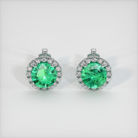<span>2.39</span> <span class="tooltip-light">Ct.Tw.<span class="tooltiptext">Total Carat Weight</span></span> Emerald Earrings, 18K White Gold 1