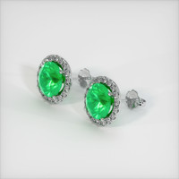 <span>2.91</span> <span class="tooltip-light">Ct.Tw.<span class="tooltiptext">Total Carat Weight</span></span> Emerald Earrings, 18K White Gold 2
