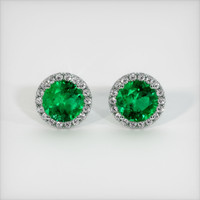 <span>3.23</span>&nbsp;<span class="tooltip-light">Ct.Tw.<span class="tooltiptext">Total Carat Weight</span></span> Emerald Earrings, 18K White Gold 1