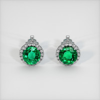 <span>1.56</span>&nbsp;<span class="tooltip-light">Ct.Tw.<span class="tooltiptext">Total Carat Weight</span></span> Emerald Earrings, 18K White Gold 1