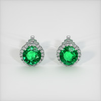 <span>1.71</span>&nbsp;<span class="tooltip-light">Ct.Tw.<span class="tooltiptext">Total Carat Weight</span></span> Emerald Earrings, 18K White Gold 1