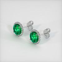 <span>1.71</span>&nbsp;<span class="tooltip-light">Ct.Tw.<span class="tooltiptext">Total Carat Weight</span></span> Emerald Earrings, 18K White Gold 2