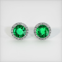 <span>3.20</span> <span class="tooltip-light">Ct.Tw.<span class="tooltiptext">Total Carat Weight</span></span> Emerald Earrings, 18K White Gold 1