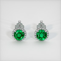 <span>1.03</span>&nbsp;<span class="tooltip-light">Ct.Tw.<span class="tooltiptext">Total Carat Weight</span></span> Emerald Earrings, 18K White Gold 1