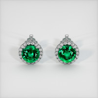 <span>1.77</span>&nbsp;<span class="tooltip-light">Ct.Tw.<span class="tooltiptext">Total Carat Weight</span></span> Emerald Earrings, 18K White Gold 1