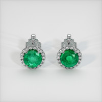 <span>1.11</span>&nbsp;<span class="tooltip-light">Ct.Tw.<span class="tooltiptext">Total Carat Weight</span></span> Emerald Earrings, 18K White Gold 1