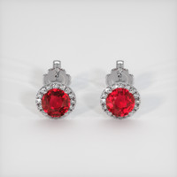 <span>1.82</span> <span class="tooltip-light">Ct.Tw.<span class="tooltiptext">Total Carat Weight</span></span> Ruby Earrings, 18K White Gold 1