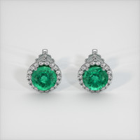 <span>1.43</span>&nbsp;<span class="tooltip-light">Ct.Tw.<span class="tooltiptext">Total Carat Weight</span></span> Emerald Earrings, 18K White Gold 1