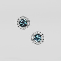 <span>1.09</span> <span class="tooltip-light">Ct.Tw.<span class="tooltiptext">Total Carat Weight</span></span> Greenish Blue Sapphire Earrings, 18K White Gold 1