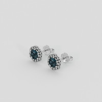 <span>1.09</span> <span class="tooltip-light">Ct.Tw.<span class="tooltiptext">Total Carat Weight</span></span> Greenish Blue Sapphire Earrings, 18K White Gold 3