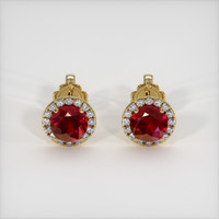 <span>2.42</span> <span class="tooltip-light">Ct.Tw.<span class="tooltiptext">Total Carat Weight</span></span> Ruby Earrings, 14K Yellow Gold 1