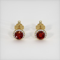 <span>1.07</span> <span class="tooltip-light">Ct.Tw.<span class="tooltiptext">Total Carat Weight</span></span> Ruby Earrings, 14K Yellow Gold 1