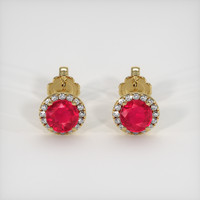 <span>0.89</span>&nbsp;<span class="tooltip-light">Ct.Tw.<span class="tooltiptext">Total Carat Weight</span></span> Ruby Earrings, 14K Yellow Gold 1