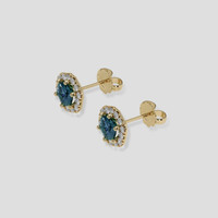 <span>1.09</span>&nbsp;<span class="tooltip-light">Ct.Tw.<span class="tooltiptext">Total Carat Weight</span></span> Greenish Blue Sapphire Earrings, 14K Yellow Gold 3