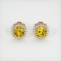 <span>1.59</span>&nbsp;<span class="tooltip-light">Ct.Tw.<span class="tooltiptext">Total Carat Weight</span></span> Yellow Sapphire Earrings, 18K Yellow Gold 1
