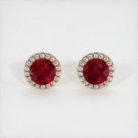 <span>0.81</span>&nbsp;<span class="tooltip-light">Ct.Tw.<span class="tooltiptext">Total Carat Weight</span></span> Ruby Earrings, 18K Yellow Gold 1