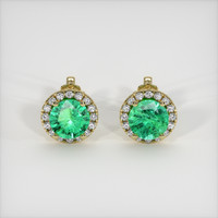 <span>2.39</span> <span class="tooltip-light">Ct.Tw.<span class="tooltiptext">Total Carat Weight</span></span> Emerald Earrings, 18K Yellow Gold 1
