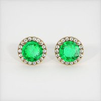 <span>2.91</span>&nbsp;<span class="tooltip-light">Ct.Tw.<span class="tooltiptext">Total Carat Weight</span></span> Emerald Earrings, 18K Yellow Gold 1