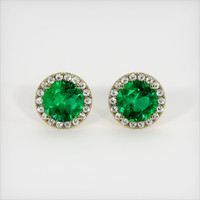 <span>3.23</span>&nbsp;<span class="tooltip-light">Ct.Tw.<span class="tooltiptext">Total Carat Weight</span></span> Emerald Earrings, 18K Yellow Gold 1