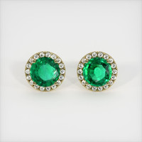 <span>7.25</span>&nbsp;<span class="tooltip-light">Ct.Tw.<span class="tooltiptext">Total Carat Weight</span></span> Emerald Earrings, 18K Yellow Gold 1