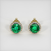 <span>1.56</span>&nbsp;<span class="tooltip-light">Ct.Tw.<span class="tooltiptext">Total Carat Weight</span></span> Emerald Earrings, 18K Yellow Gold 1