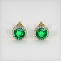 <span>1.71</span>&nbsp;<span class="tooltip-light">Ct.Tw.<span class="tooltiptext">Total Carat Weight</span></span> Emerald Earrings, 18K Yellow Gold 1