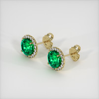 <span>1.71</span>&nbsp;<span class="tooltip-light">Ct.Tw.<span class="tooltiptext">Total Carat Weight</span></span> Emerald Earrings, 18K Yellow Gold 2