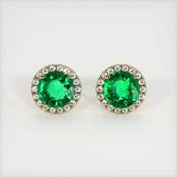 <span>3.20</span>&nbsp;<span class="tooltip-light">Ct.Tw.<span class="tooltiptext">Total Carat Weight</span></span> Emerald Earrings, 18K Yellow Gold 1