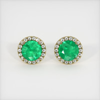 <span>1.83</span>&nbsp;<span class="tooltip-light">Ct.Tw.<span class="tooltiptext">Total Carat Weight</span></span> Emerald Earrings, 18K Yellow Gold 1