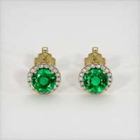 <span>1.03</span>&nbsp;<span class="tooltip-light">Ct.Tw.<span class="tooltiptext">Total Carat Weight</span></span> Emerald Earrings, 18K Yellow Gold 1