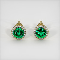 <span>3.50</span> <span class="tooltip-light">Ct.Tw.<span class="tooltiptext">Total Carat Weight</span></span> Emerald Earrings, 18K Yellow Gold 1