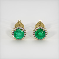 <span>1.11</span>&nbsp;<span class="tooltip-light">Ct.Tw.<span class="tooltiptext">Total Carat Weight</span></span> Emerald Earrings, 18K Yellow Gold 1