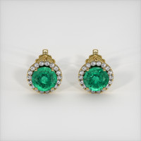 <span>1.43</span>&nbsp;<span class="tooltip-light">Ct.Tw.<span class="tooltiptext">Total Carat Weight</span></span> Emerald Earrings, 18K Yellow Gold 1