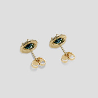 <span>1.09</span> <span class="tooltip-light">Ct.Tw.<span class="tooltiptext">Total Carat Weight</span></span> Greenish Blue Sapphire Earrings, 18K Yellow Gold 4