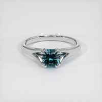 1.37 Ct. Greenish Blue Sapphire Ring, Platinum 950 1