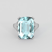 8.55 Ct. Blue Aquamarine Ring, 18K White Gold 1