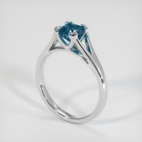 1.37 Ct. Greenish Blue Sapphire Ring, 18K White Gold 2