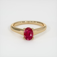 0.91 Ct. Ruby Ring, 18K Yellow Gold 1