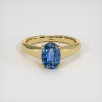 2.11 Ct. Blue Sapphire Ring, 18K Yellow Gold 1