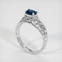 0.72 Ct. Greenish Blue Sapphire Ring, Platinum 950 2