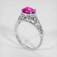 2.10 Ct. Pink Sapphire Ring, 14K White Gold 2