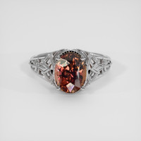 3.20 Ct. Pinkish Brown Sapphire Ring, 14K White Gold 1