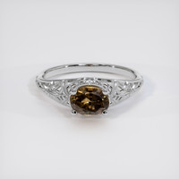 0.90 Ct. Brown Sapphire Ring, 14K White Gold 1