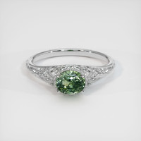 0.90 Ct. Green Sapphire Ring, 14K White Gold 1