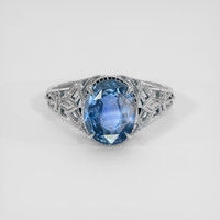 3.38 Ct. Blue Sapphire Ring, 18K White Gold 1