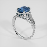 3.38 Ct. Blue Sapphire Ring, 18K White Gold 2