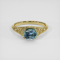 0.99 Ct. Greenish Blue Sapphire Ring, 10K Yellow Gold 1