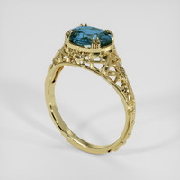 2.27 Ct. Bluish Green Sapphire Ring, 14K Yellow Gold 2